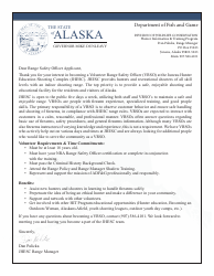 Document preview: Volunteer Range Safety Officer Application Form - Hunter Information & Training Program - Alaska