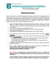 State of Rhode Island Application for Multipurpose Vessel License - Rhode Island