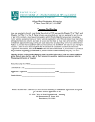 State of Rhode Island Application for Multipurpose Vessel License - Rhode Island, Page 3