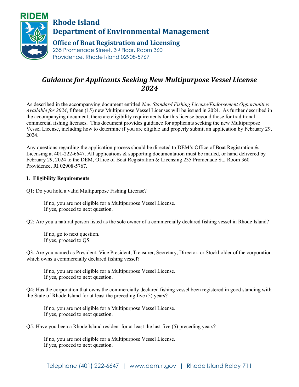 State of Rhode Island Application for Multipurpose Vessel License - Rhode Island, Page 8