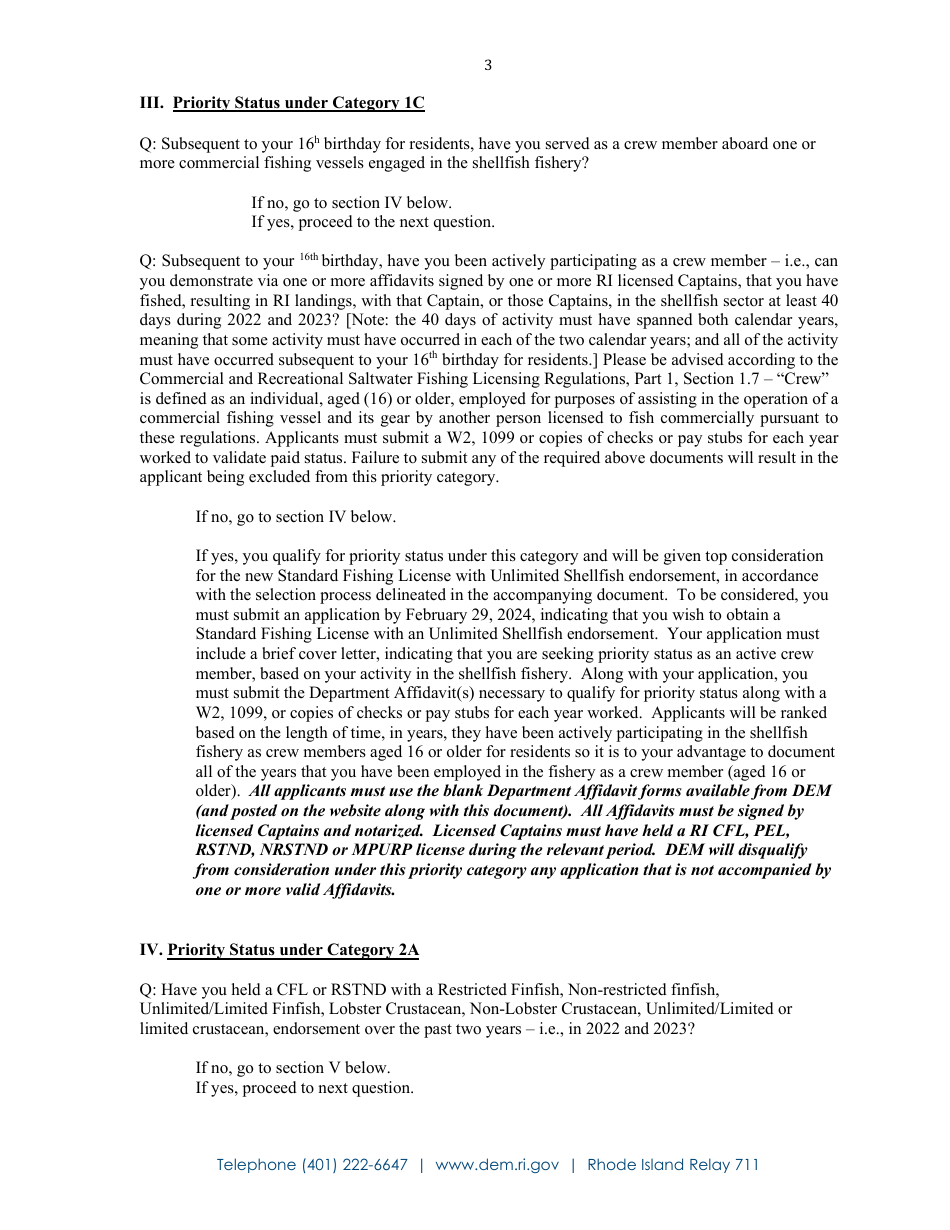 New License Opportunities, Resident Marine License Application - Rhode Island, Page 10
