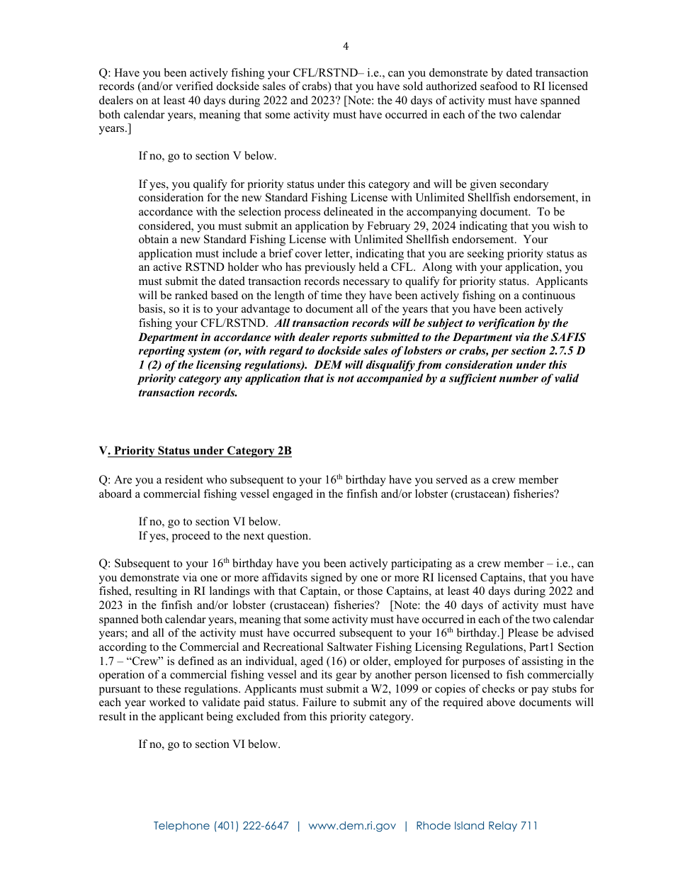 New License Opportunities, Resident Marine License Application - Rhode Island, Page 11