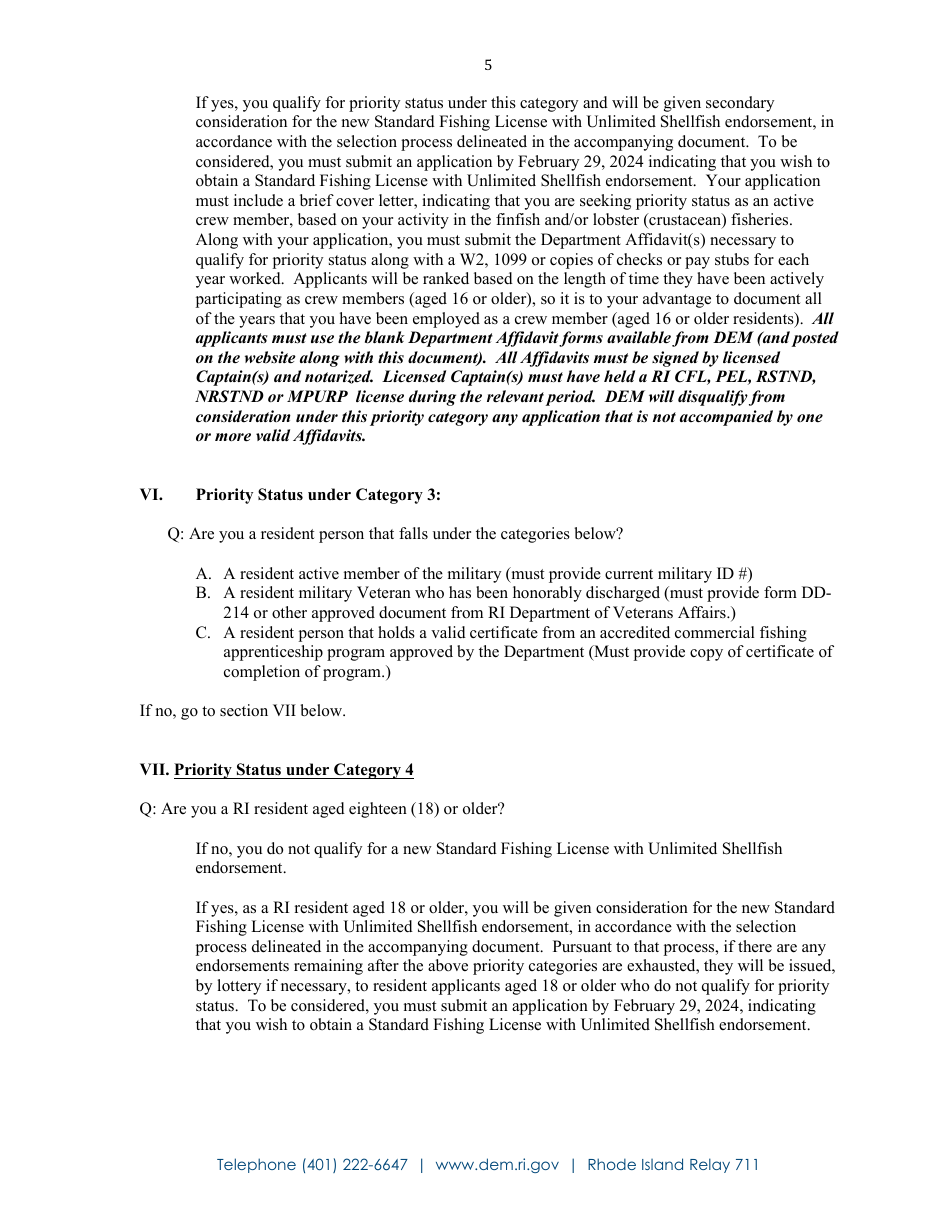 New License Opportunities, Resident Marine License Application - Rhode Island, Page 12
