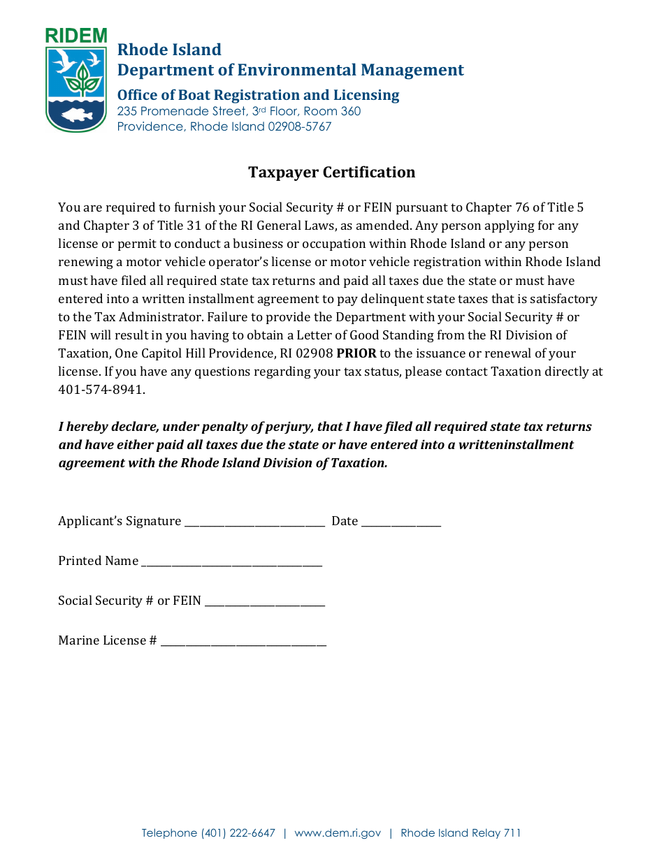 New License Opportunities, Resident Marine License Application - Rhode Island, Page 15
