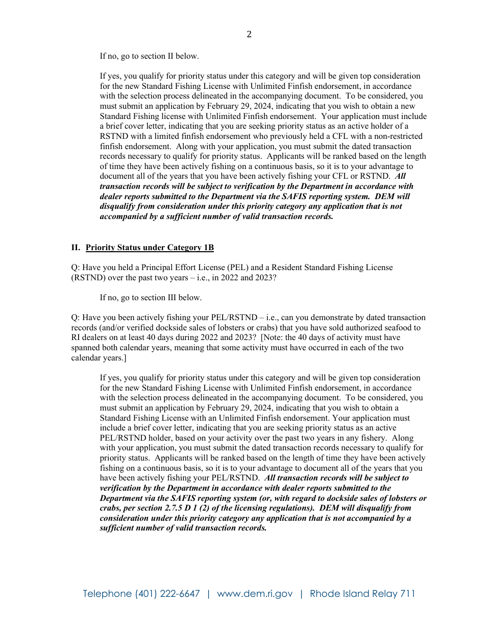 New License Opportunities, Resident Marine License Application - Rhode Island, Page 3