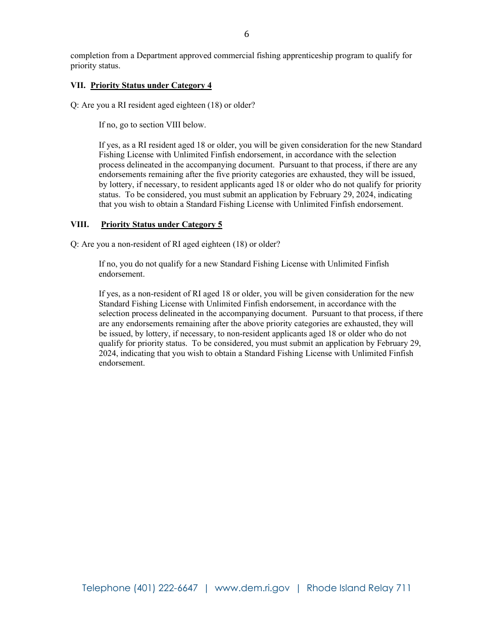 New License Opportunities, Resident Marine License Application - Rhode Island, Page 7