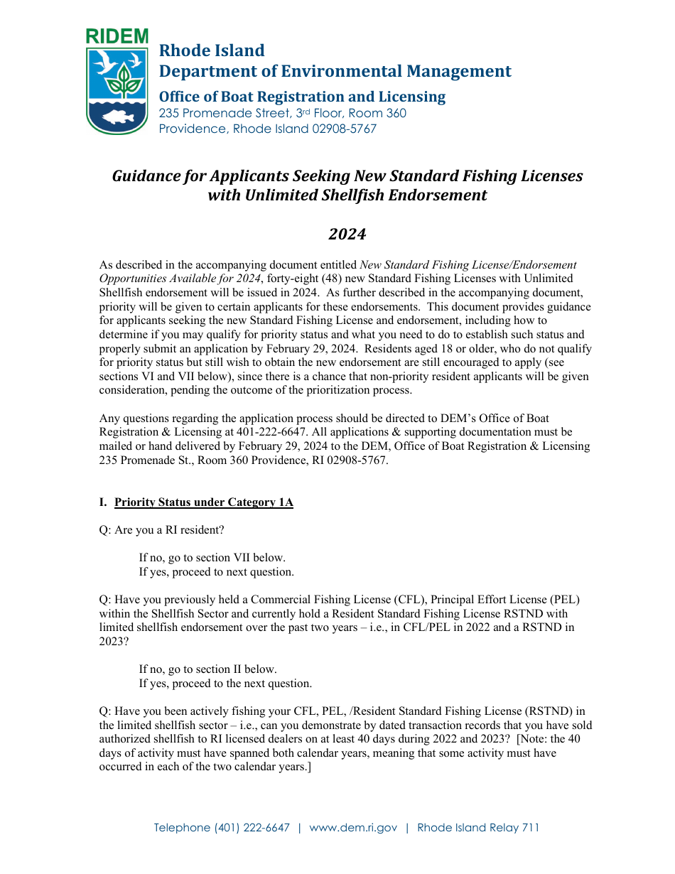 New License Opportunities, Resident Marine License Application - Rhode Island, Page 8