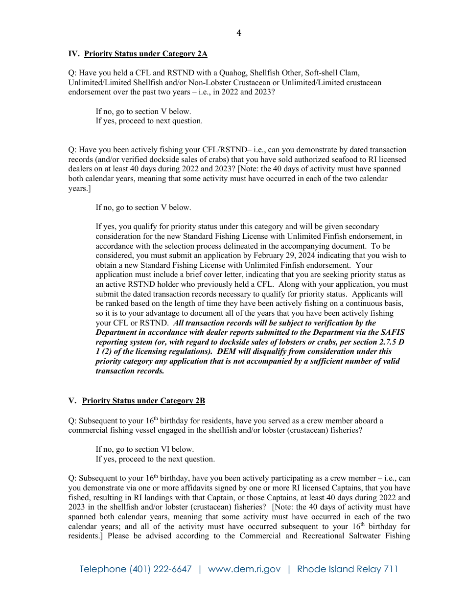 New License Opportunities, Non-resident Marine License Application - Rhode Island, Page 5