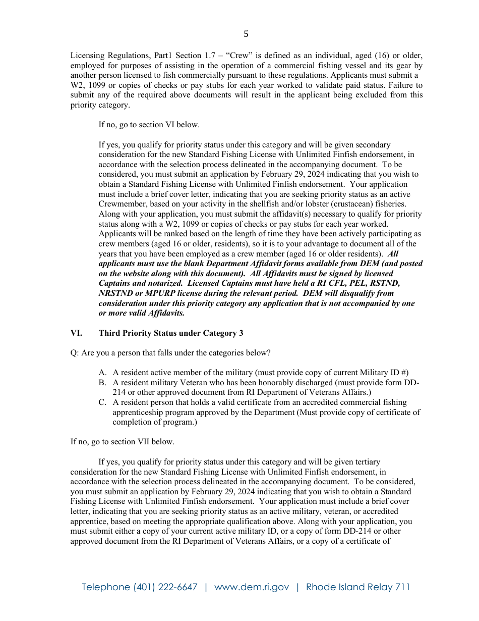 New License Opportunities, Non-resident Marine License Application - Rhode Island, Page 6