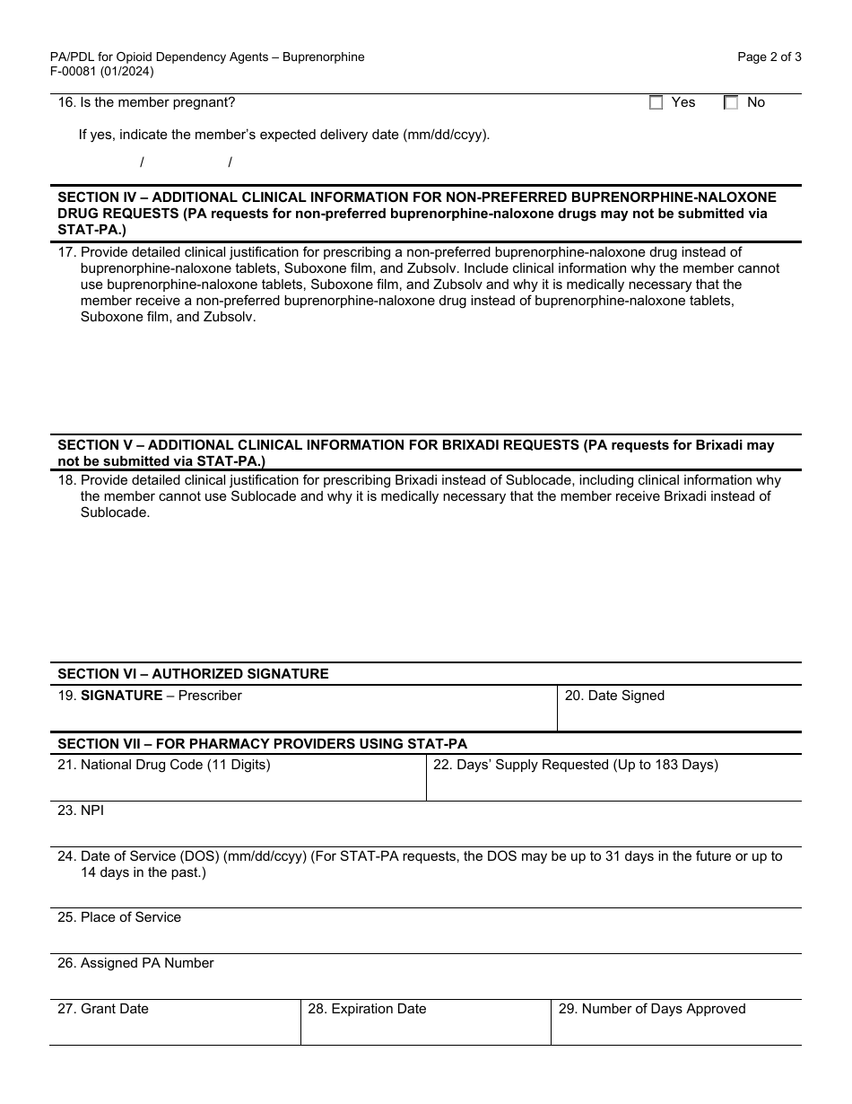 Form F-00081 Download Fillable PDF or Fill Online Prior Authorization ...