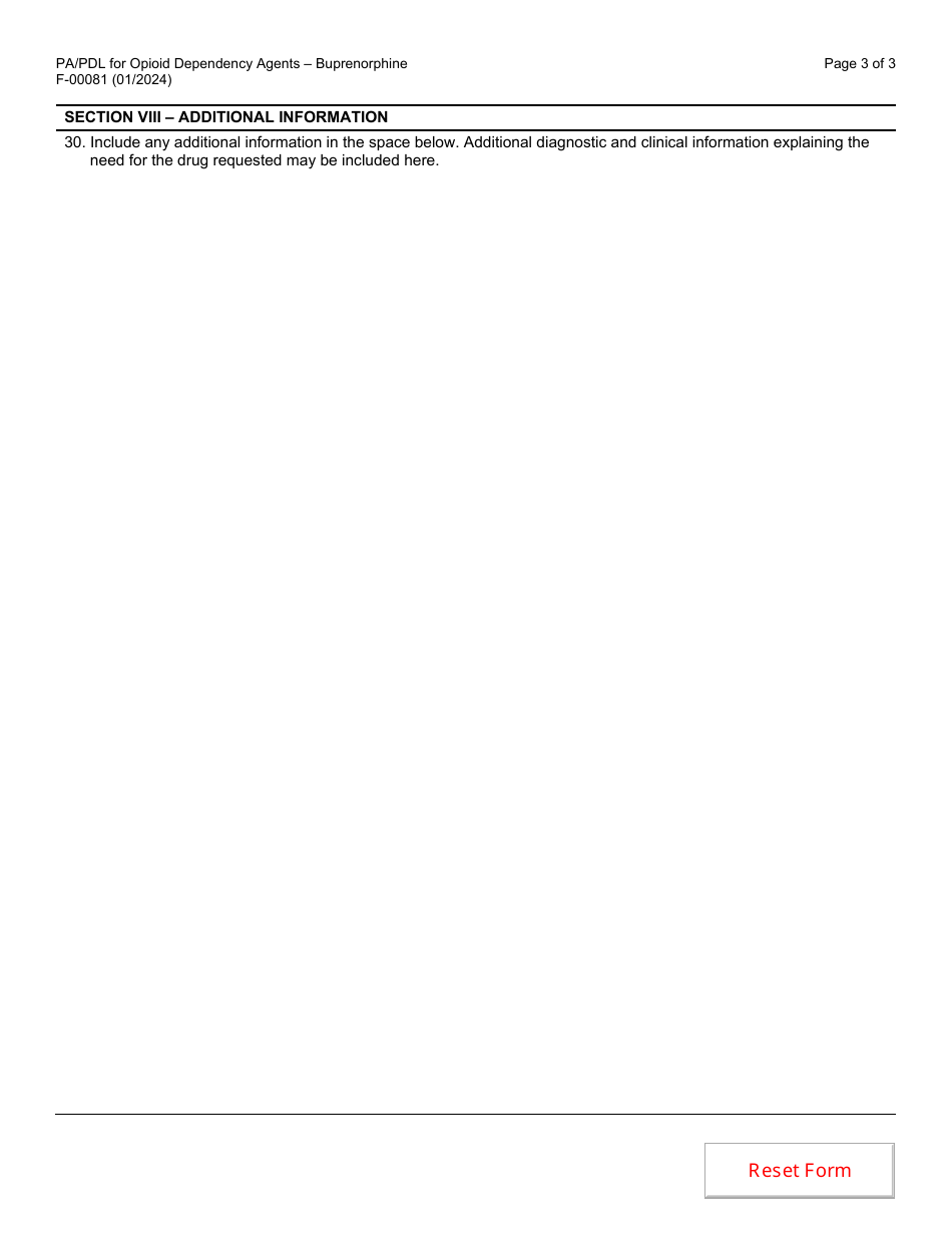 Form F-00081 Prior Authorization / Preferred Drug List (Pa / Pdl) for Opioid Dependency Agents - Buprenorphine - Wisconsin, Page 3