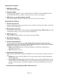 Instructions for Form F-03112A HMO Quarterly Grievance Log - Wisconsin, Page 2