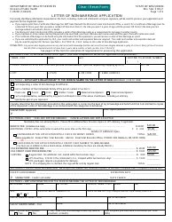 Form F-05260 Letter of Non-marriage Application - Wisconsin