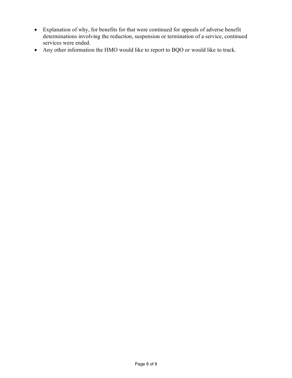 Instructions for Form F-03112 HMO Quarterly Appeals Log - Wisconsin, Page 8