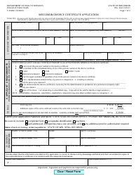 Form F-05282 Wisconsin Divorce Certificate Application - Wisconsin
