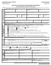 Document preview: Formulario F-05281S Solicitud De Certificado De Matrimonio De Wisconsin - Wisconsin (Spanish)