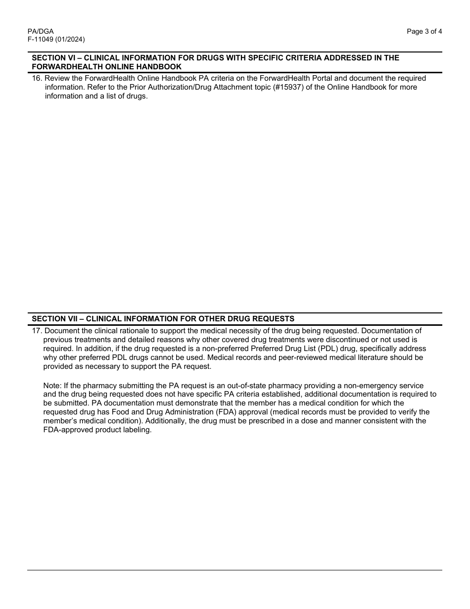 Form F-11049 Prior Authorization / Drug Attachment (Pa / Dga) - Wisconsin, Page 3