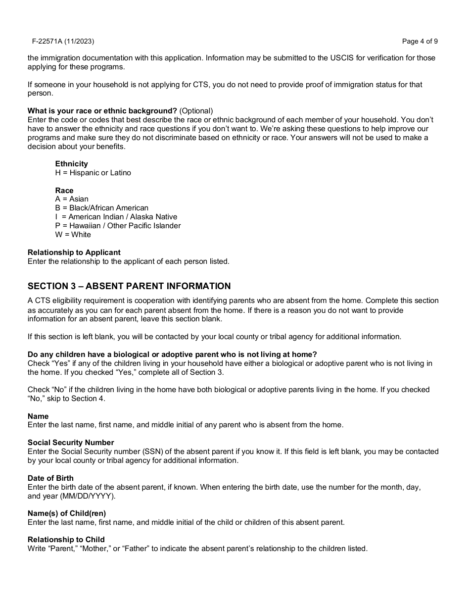 Instructions for Form F-22571 Caretaker Supplement Application - Wisconsin, Page 4