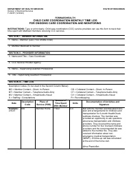 Form F-03257 Child Care Coordination Monthly Time Log for Ongoing Care Coordination and Monitoring - Wisconsin