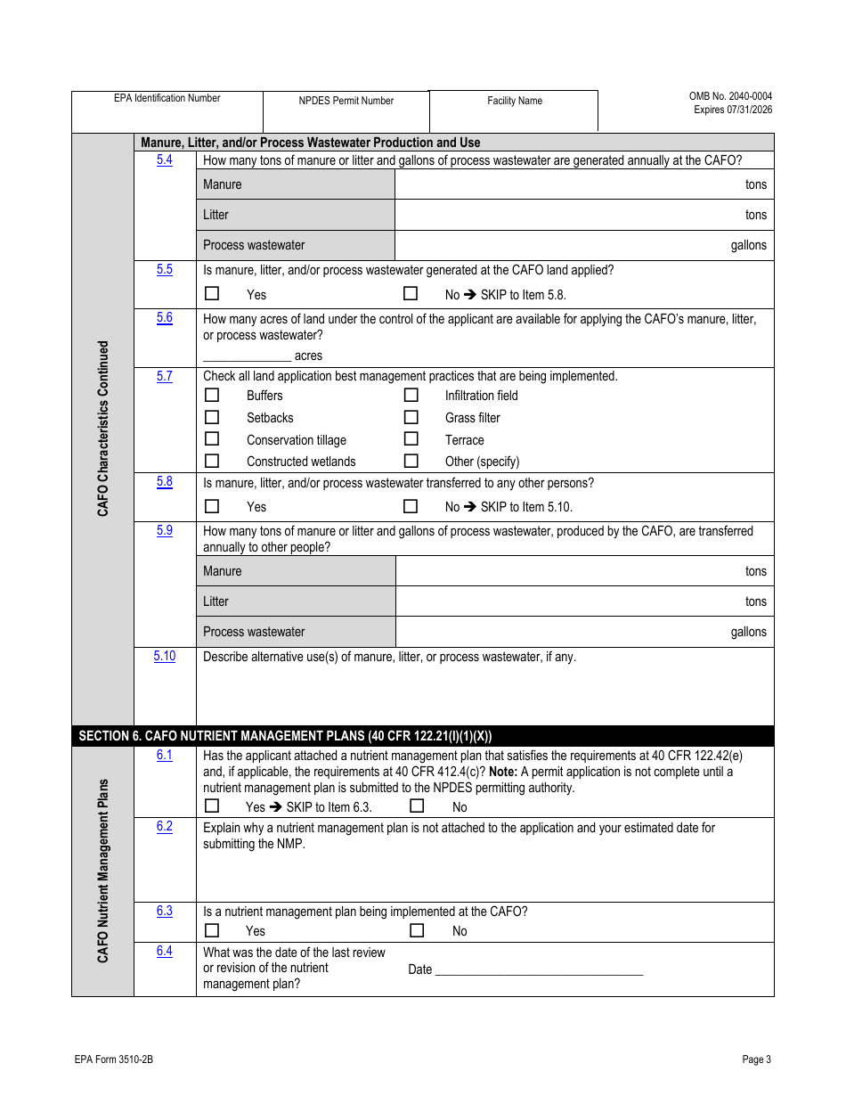 NPDES Form 2B (EPA Form 3510-2B) Download Fillable PDF or Fill Online ...