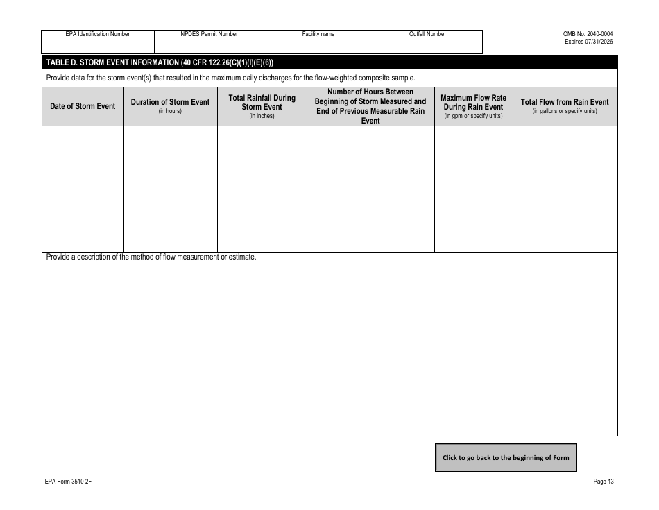 NPDES Form 2F (EPA Form 3510-2F) Application for Npdes Permit to Discharge Wastewater - Stormwater Discharges Associated With Industrial Activity, Page 29