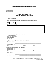 Questionnaire for Public Member Vacancy - Florida