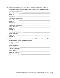Questionnaire for Public Member Vacancy - Florida, Page 3