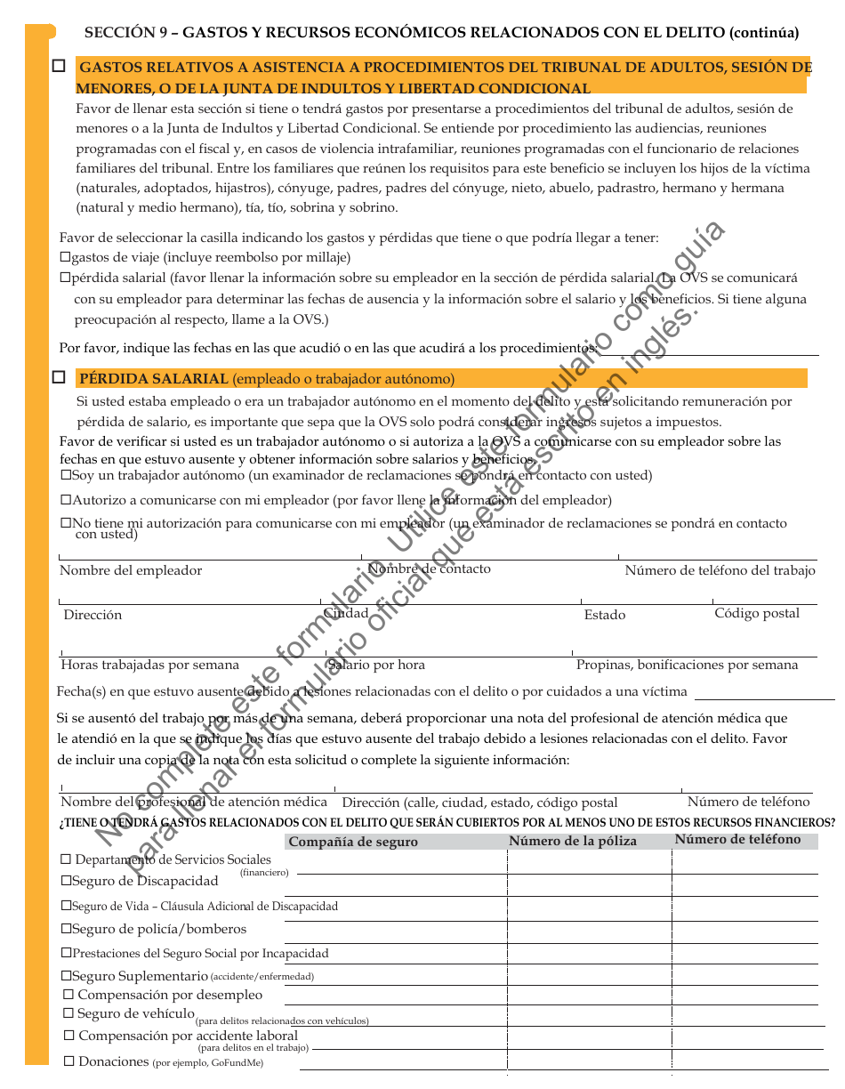 Formulario JD-VS-8PIS Lesiones Personales - Solicitud - Connecticut (Spanish), Page 5