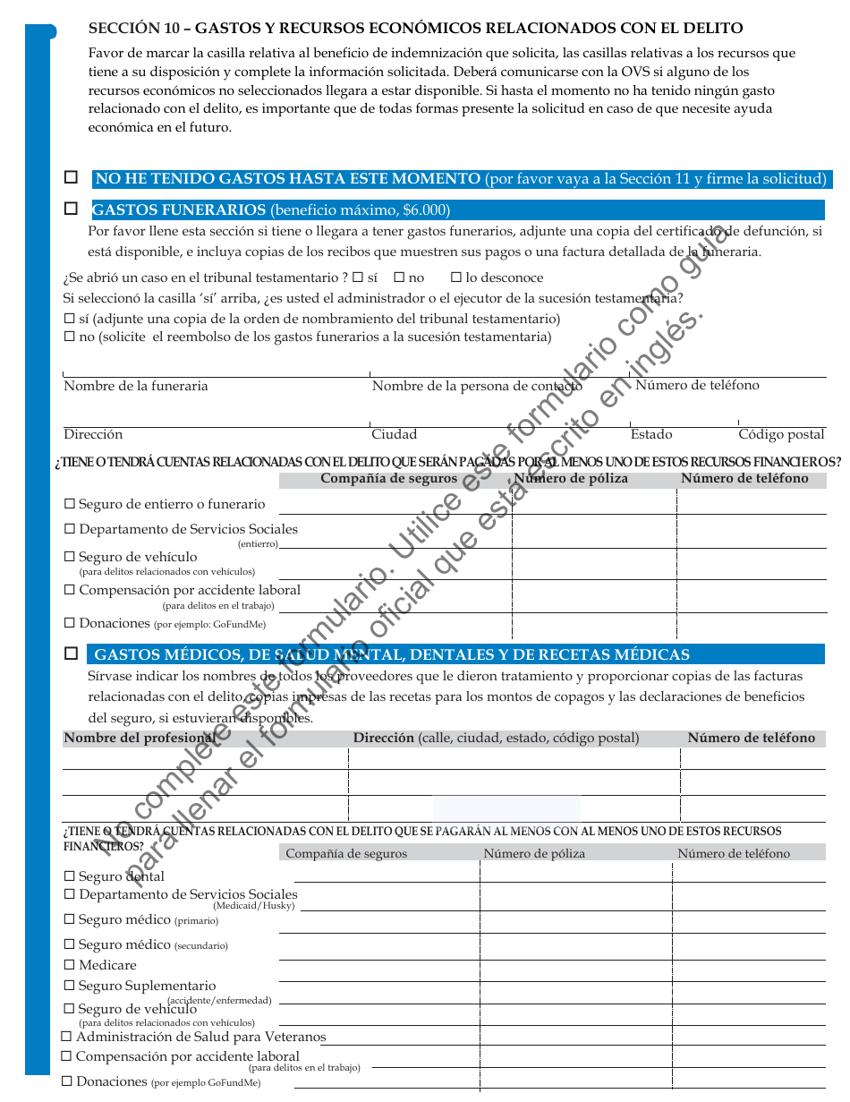 Formulario JD-VS-8SBS Beneficios Para Los Sobrevivientes - Solicitud - Connecticut (Spanish), Page 4