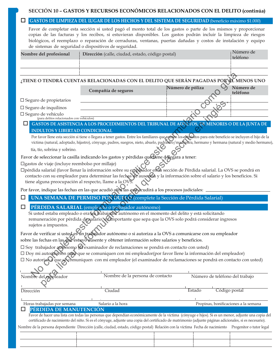 Formulario JD-VS-8SBS Beneficios Para Los Sobrevivientes - Solicitud - Connecticut (Spanish), Page 5
