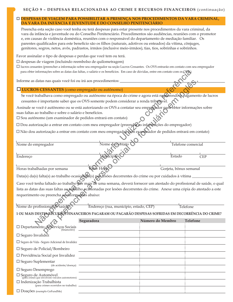 Form JD-VS-8PIPT Personal Injury Compensation - Application - Connecticut (Portuguese), Page 5