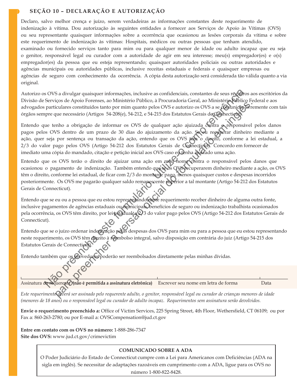 Form JD-VS-8PIPT Personal Injury Compensation - Application - Connecticut (Portuguese), Page 6