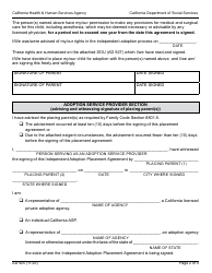 Form AD925 Independent Adoption Placement Agreement (Indian Child) - California, Page 2