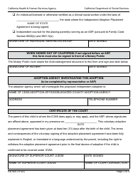 Form AD925 Independent Adoption Placement Agreement (Indian Child) - California, Page 3