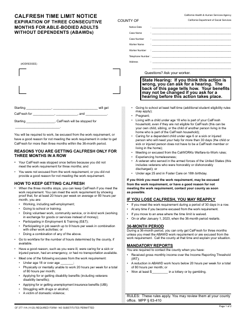 Form CF377.11A  Printable Pdf