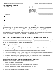 Document preview: Form CF886 CalFresh Notice of Work Rules - California