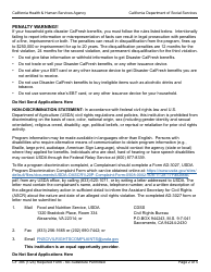 Form CF385 Application for Disaster Calfresh - California, Page 2
