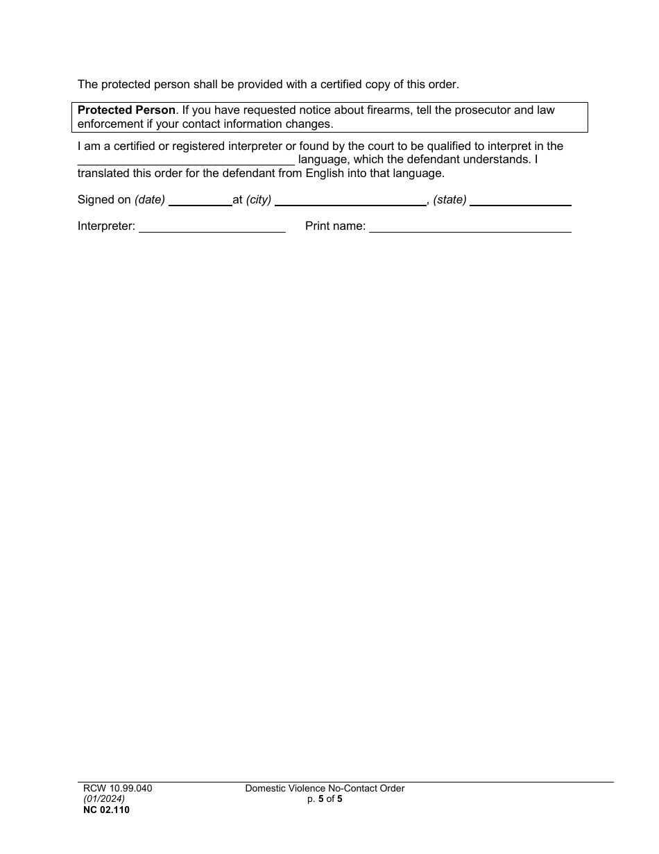 Form NC02.110 Fill Out, Sign Online and Download Printable PDF