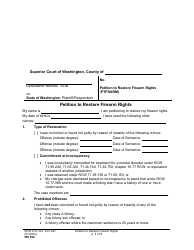 Document preview: Form WS900 Petition to Restore Firearm Rights - Washington