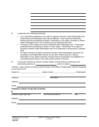 Form WS900 Petition to Restore Firearm Rights - Washington, Page 3