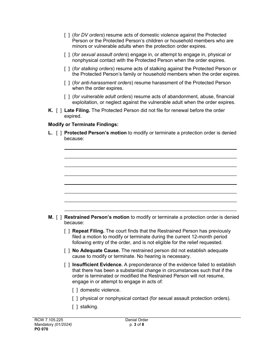 Form PO070 Denial Order - Washington, Page 3