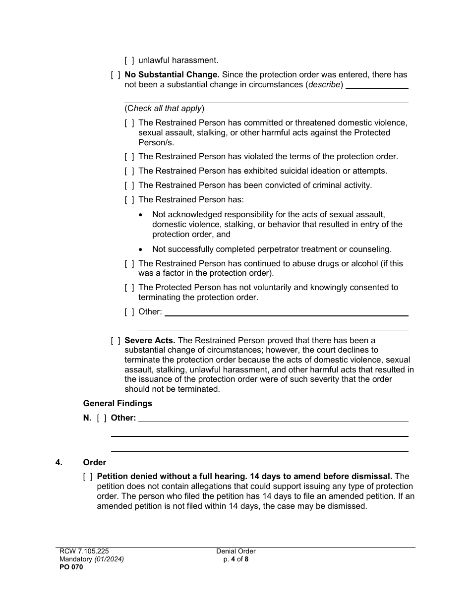 Form PO070 Denial Order - Washington, Page 4