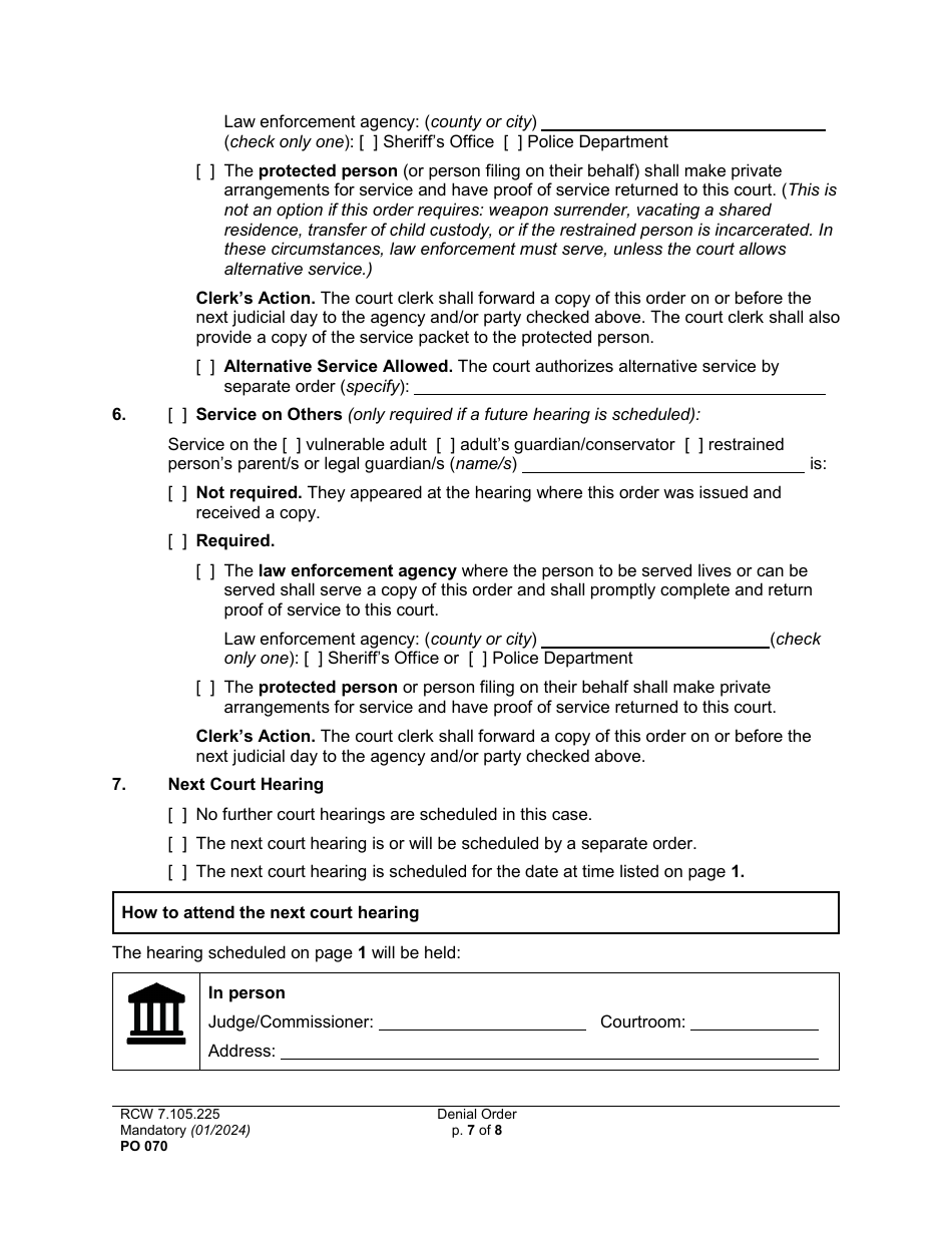 Form PO070 Denial Order - Washington, Page 7