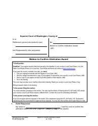 Form FL All Family194 Motion to Confirm Arbitration Award - Washington