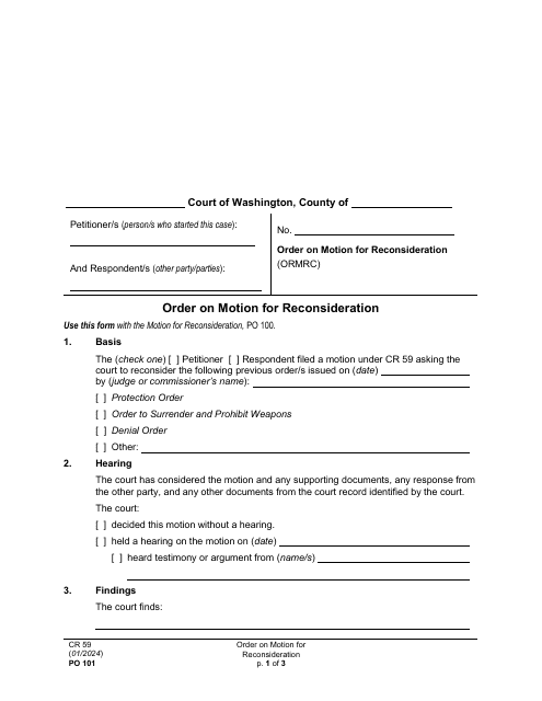 Form PO101  Printable Pdf