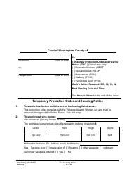Document preview: Form PO030 Temporary Protection Order and Hearing Notice - Washington