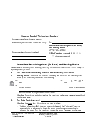 Form FL Parentage322 Immediate Restraining Order (Ex Parte) and Hearing Notice - Washington
