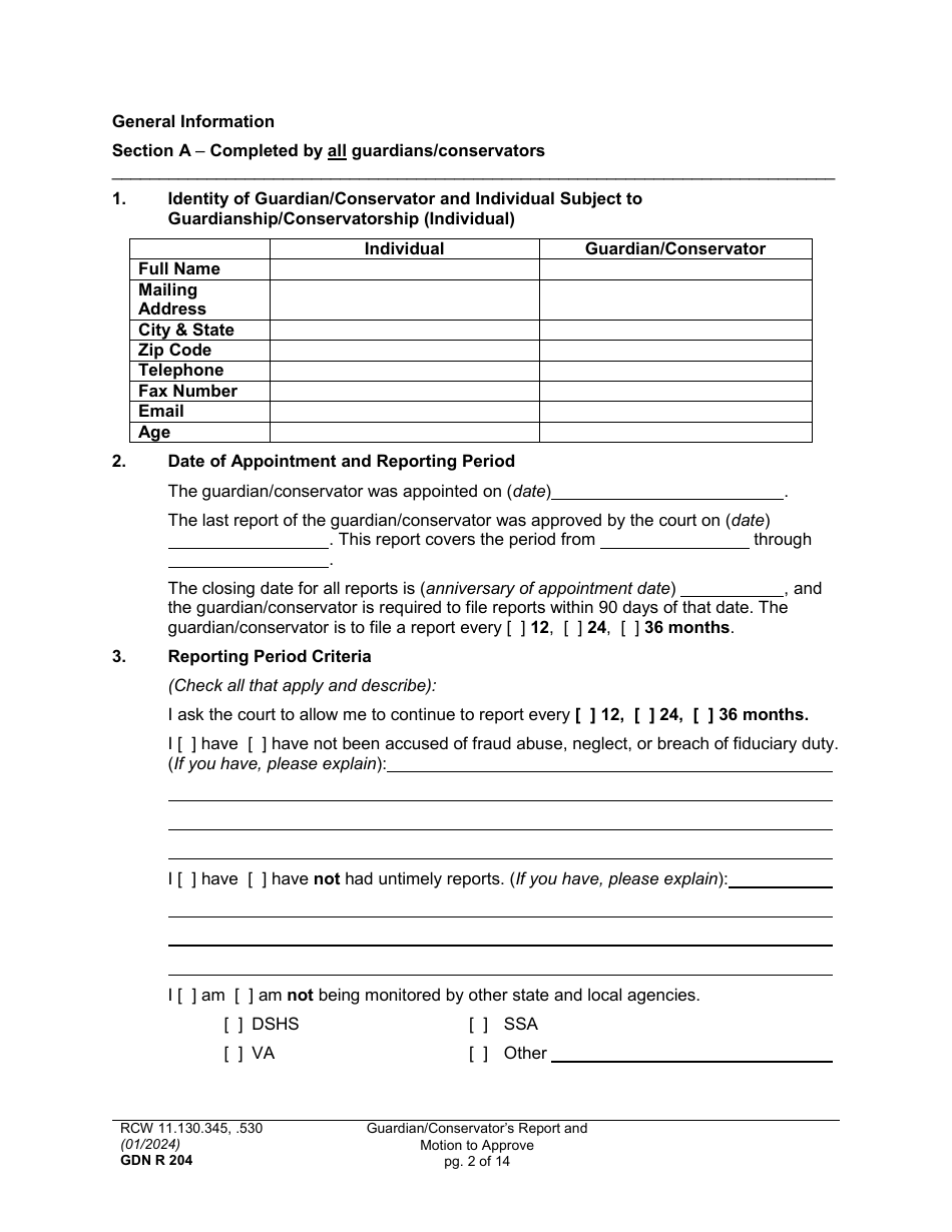 Form GDN R204 Download Printable PDF or Fill Online Guardian ...