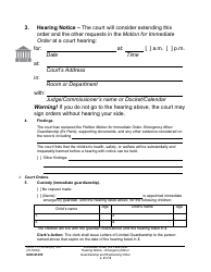 Form GDN M205 Immediate Order (Ex Parte) and Hearing Notice - Emergency Minor Guardianship and Restraining Order - Washington, Page 2