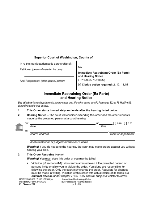 Form FL Divorce222  Printable Pdf